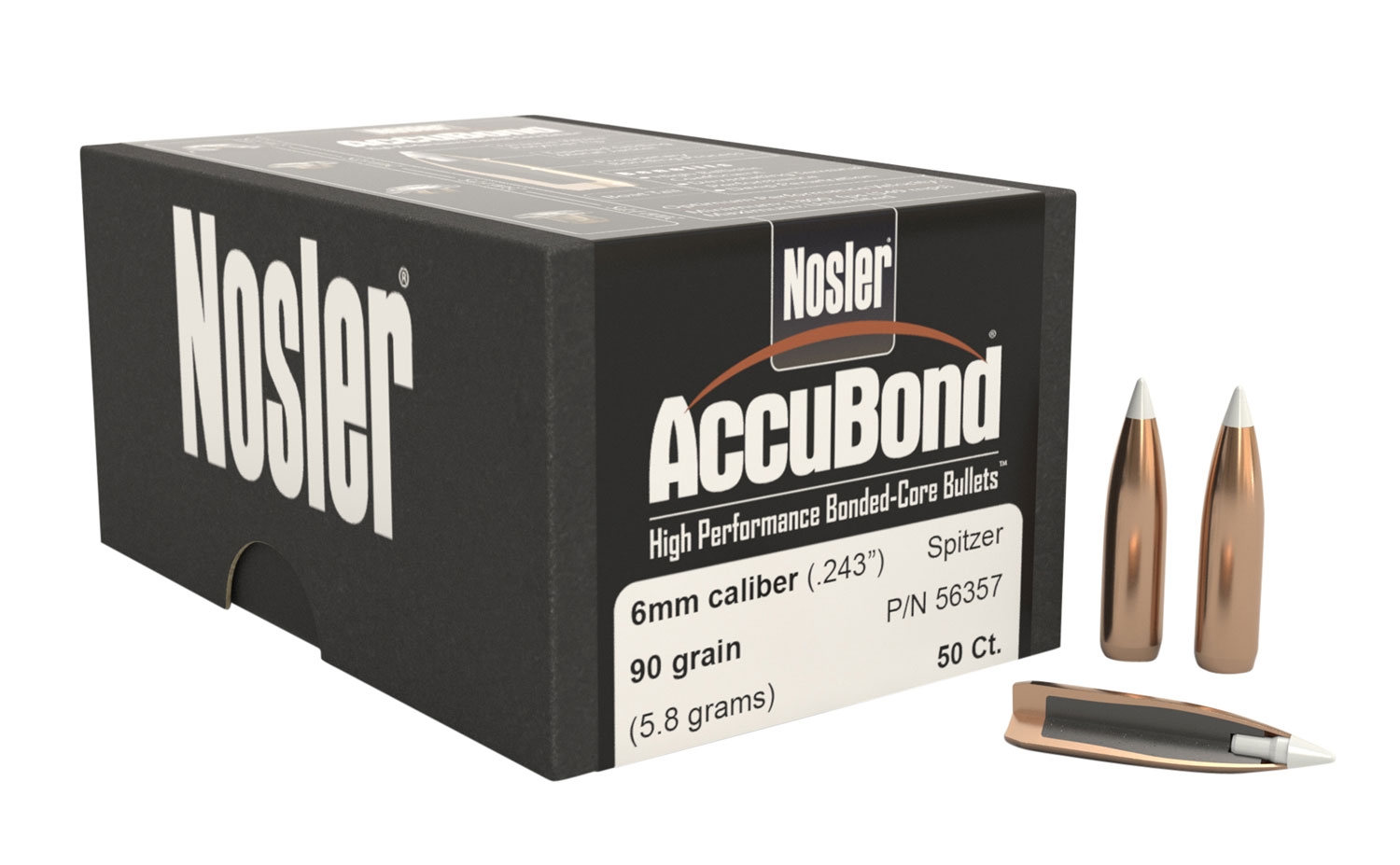 Nosler 6.5mm (.264) 130gr AccuBond Bullets 50ct - 56902 - Nosler