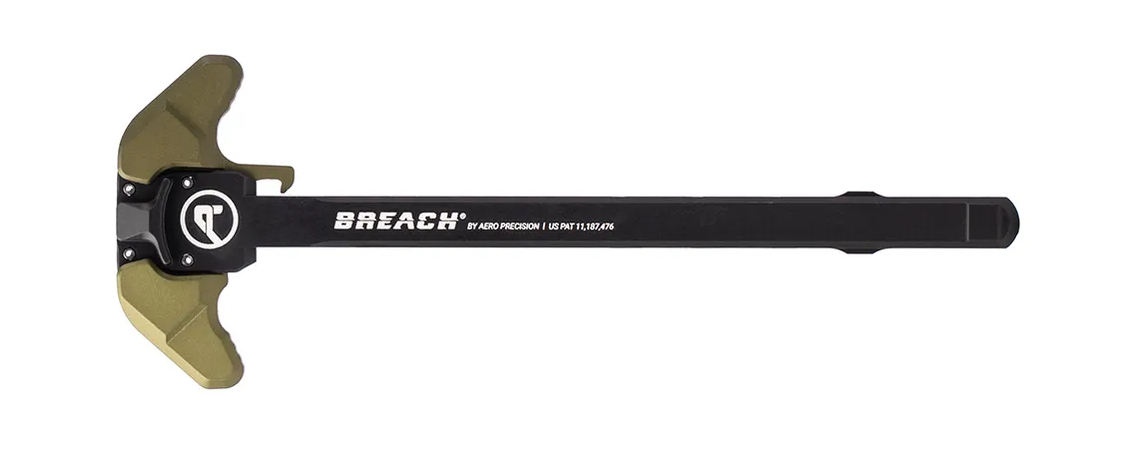 Aero Precision AR15 Breach Ambi Charging Handle w/ Large Lever, Black/OD Green - Aero Precision