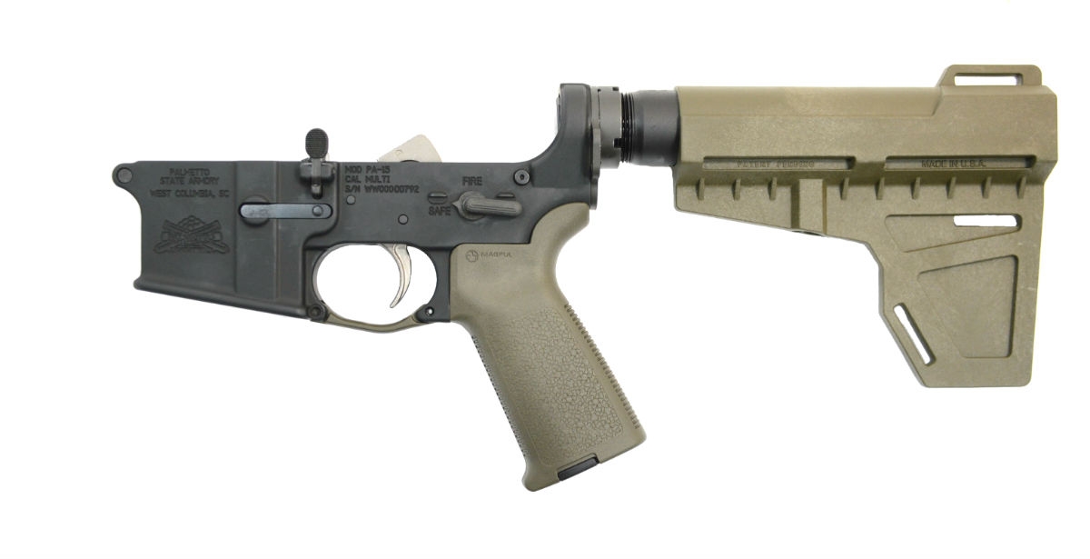 PSA AR-15 Complete MOE EPT Shockwave Pistol Lower, OD Green - No Magazine - Palmetto State Armory