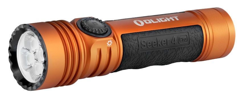 Olight Seeker 4 Pro Rechargeable Cool White LED Flashlight, Orange