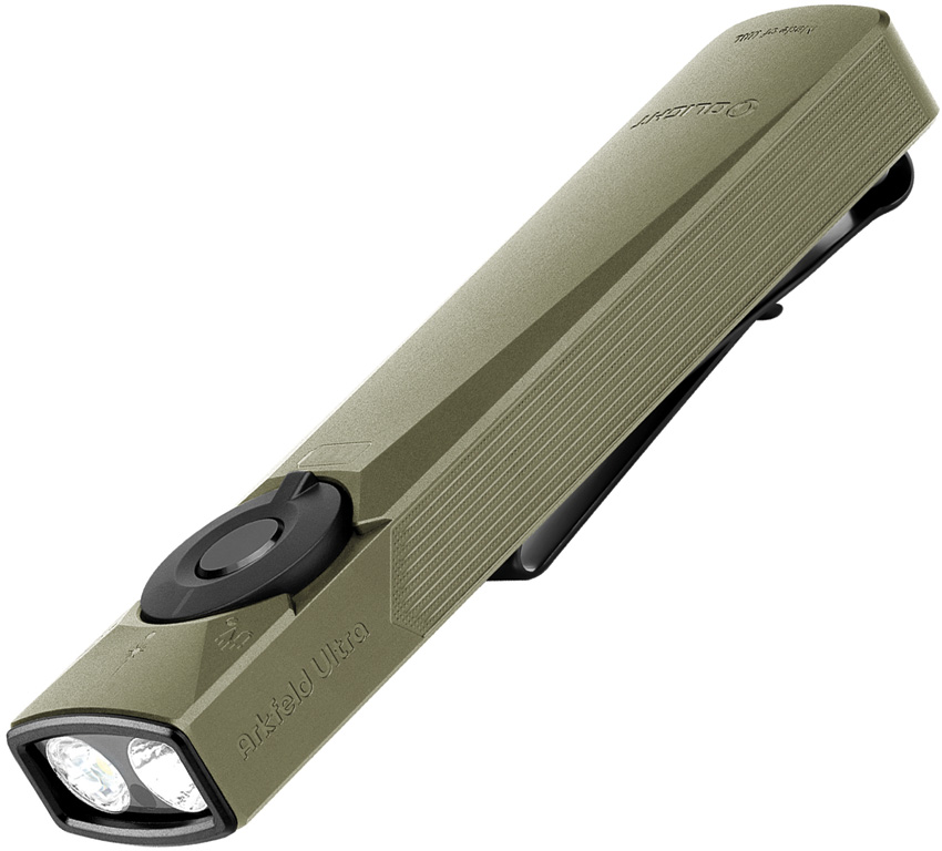 Olight Arkfeld Pro LED Rechargeable Flashlight w/ UV Light & Green Laser, Olive Green