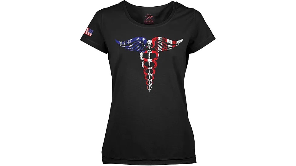 Rothco Rothco Womens Medical Symbol Caduceus Long Length T-Shirt - Black, Large