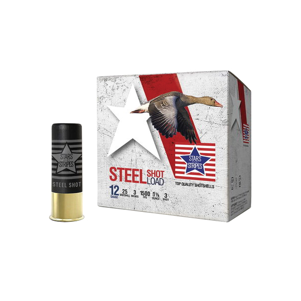 Stars and Stripes 12 Gauge 3" #3 1-1/8 Ounce 25rds - Stars And Stripes