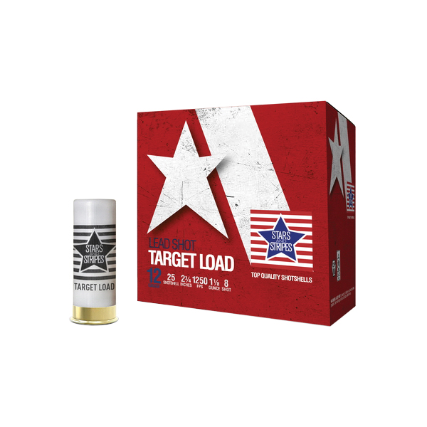 Stars and Stripes Target Load 12 Gauge 2-3/4" #8 1-1/8 Ounce 25rds - Stars And Stripes