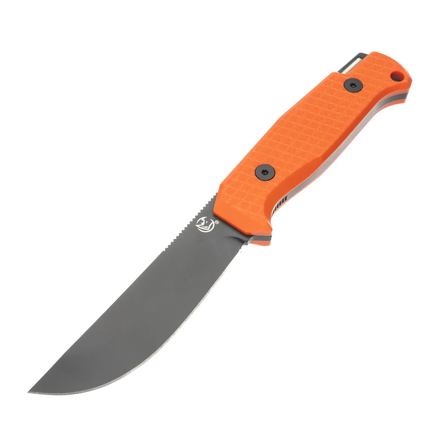 Glow Rhino Bohr Fixed Blade Knife - Blaze Orange Handle Green Tritium
