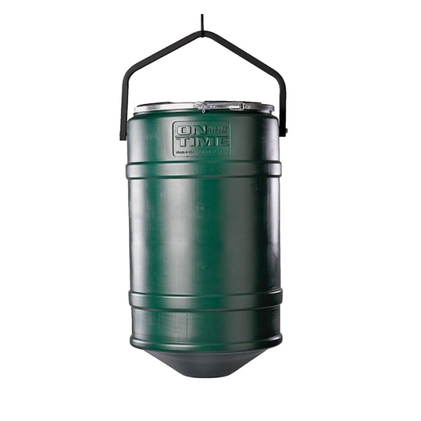 On Time 32 gal Barrel Feeder w/Hanger, Green