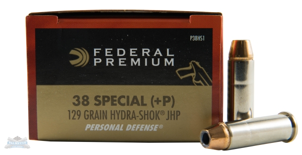 Federal 38 Special+P 129gr Hydra-Shok Ammunition 20rds - P38HS1 - Federal