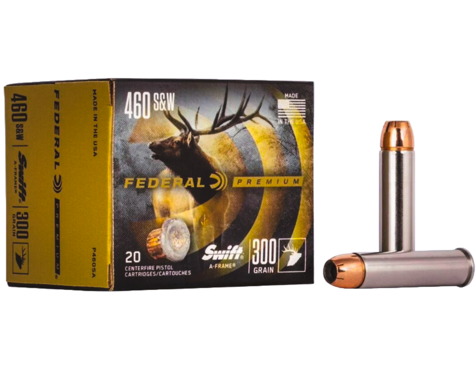 Federal 460 S&W Magnum 300gr Swift A-Frame Vital-Shok Ammunition 20rds - P460SA - Federal