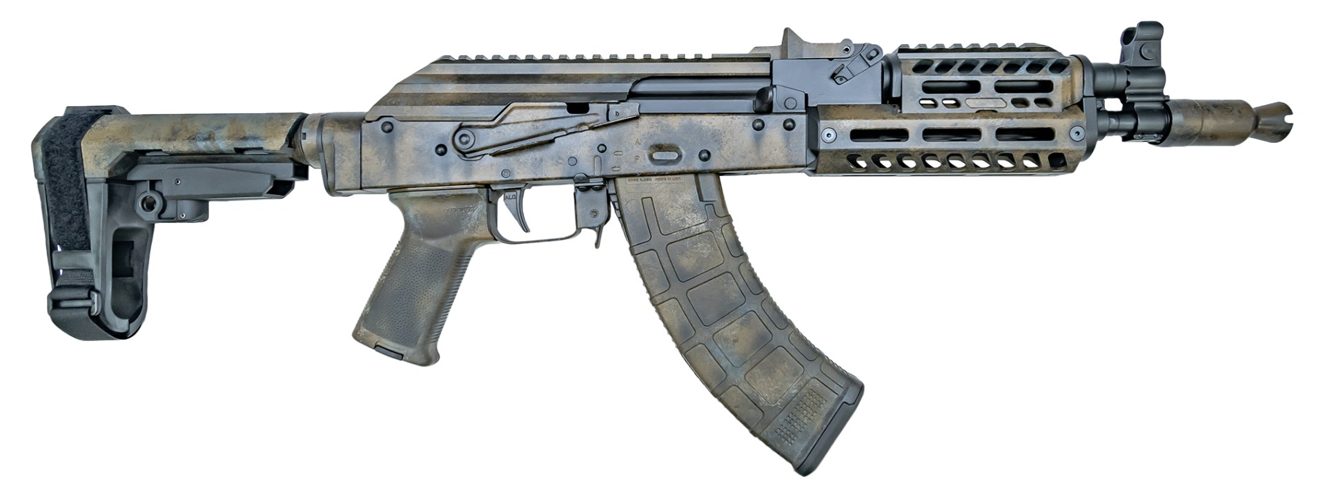 PSA Custom AK-P GF3 MOE SBA3 Pistol with JL Billet Rail - Desert Rock - Psa Custom