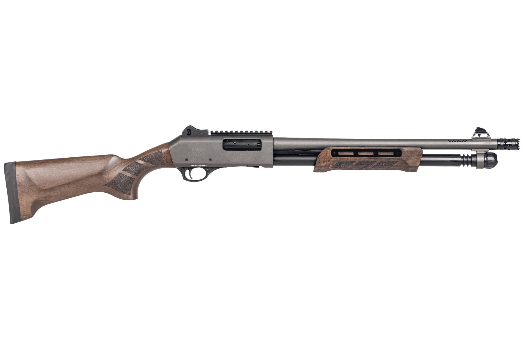 Panzer Arms Panzer Arms CQB Tactical 12 Gauge 18.5" Pump Action Shotgun, Disruptive Grey/Natural Walnut