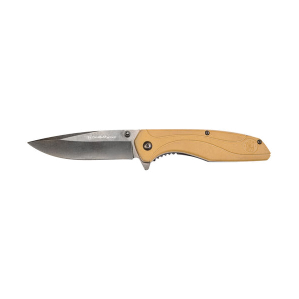 Smith & Wesson Assisted/Folding Knife Drop Point, Coyote Tan - Smith & Wesson