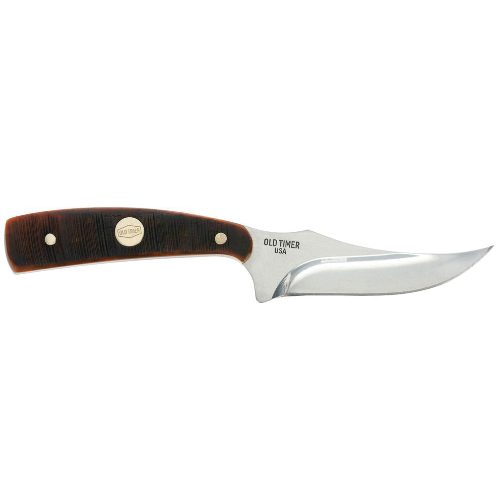 Old Timer Generational USA Sharpfinger 152OTG Fixed Knife Clip Point, Brown - Old Timer