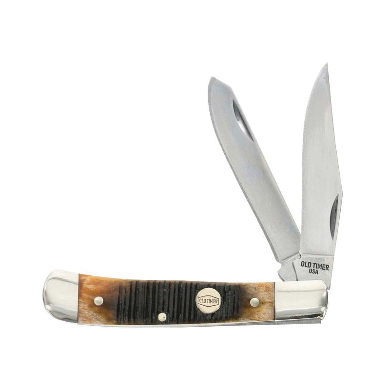 Old Timer Generational USA 94OTG Trapper Folding Knife Clip Point/Spey, Brown - Old Timer