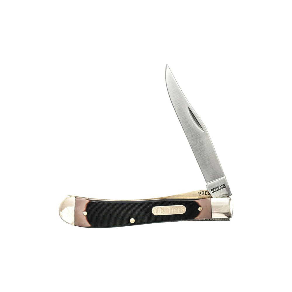 Old Timer Gunstock Trapper Folding Knife Clip Point, Black - Old Timer