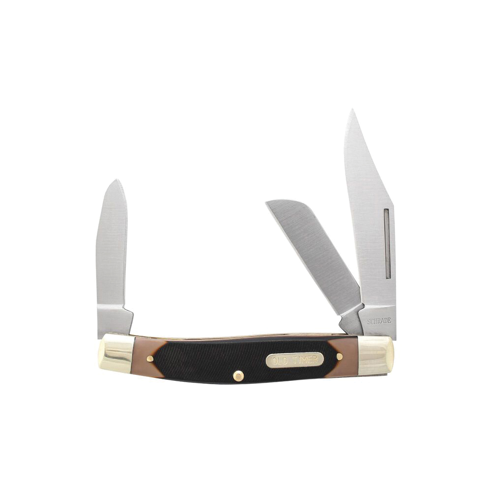 Old Timer Senior Folding Knife Clip Point/Sheepsfoot/Spey, Brown - Old Timer
