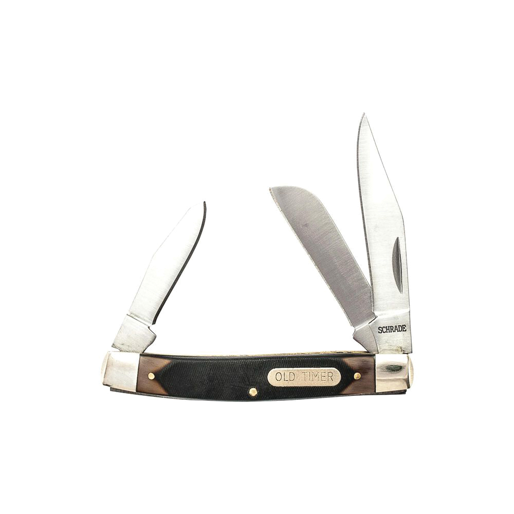 Old Timer 34OT Middleman Folding Knife Clip Point/Sheepsfoot/Spey, Brown - Old Timer
