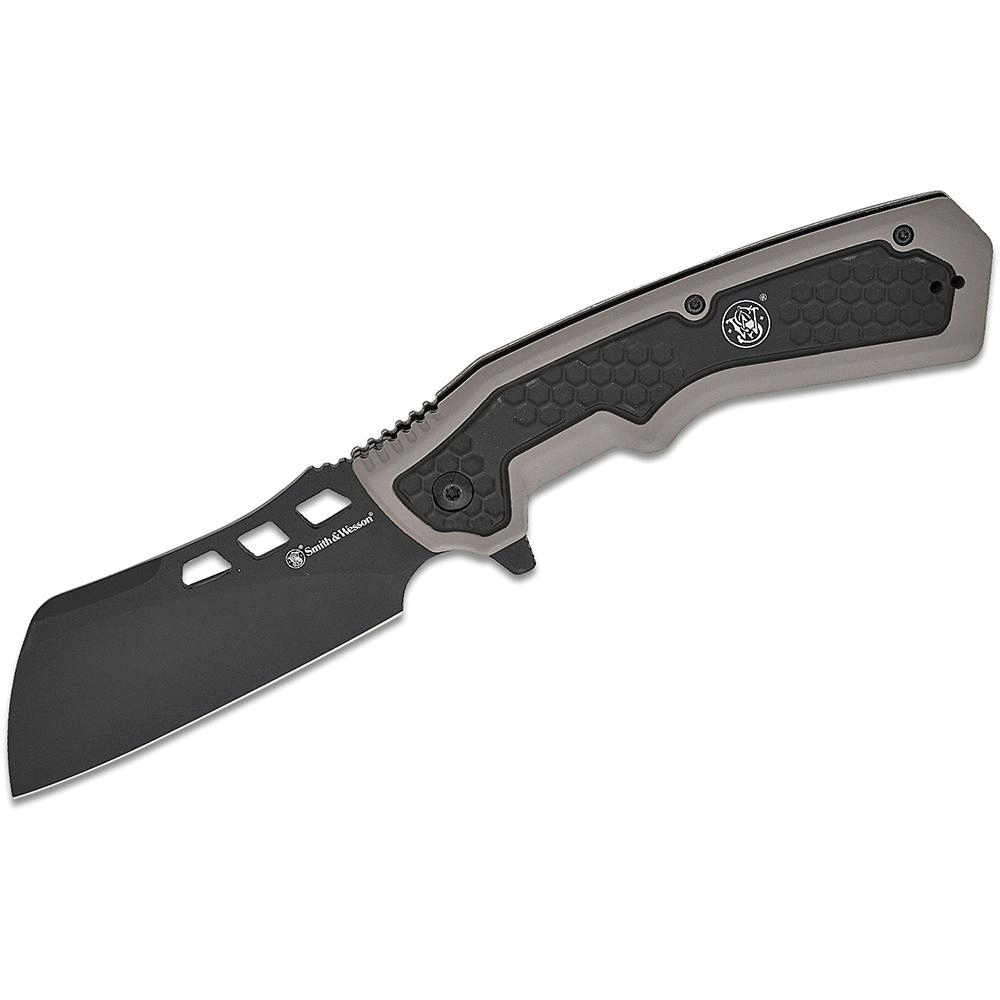 Smith & Wesson Extraction and Evasion Folding Knife Cleaver, Black/Gray - Smith & Wesson