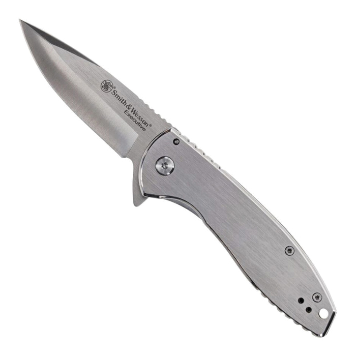 Smith & Wesson Executive Platinum Folding Knife Drop Point, Silver - Smith & Wesson