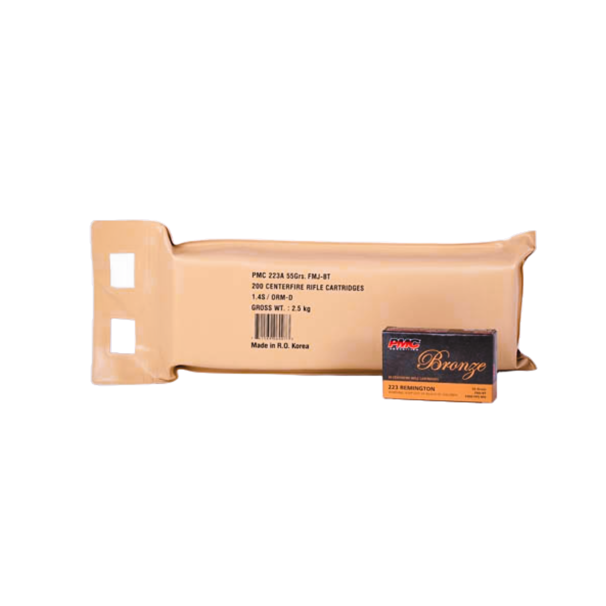PMC Bronze .223 Rem Bulk Ammo 55 Gr FMJ 200rds - 223A-BP - Pmc