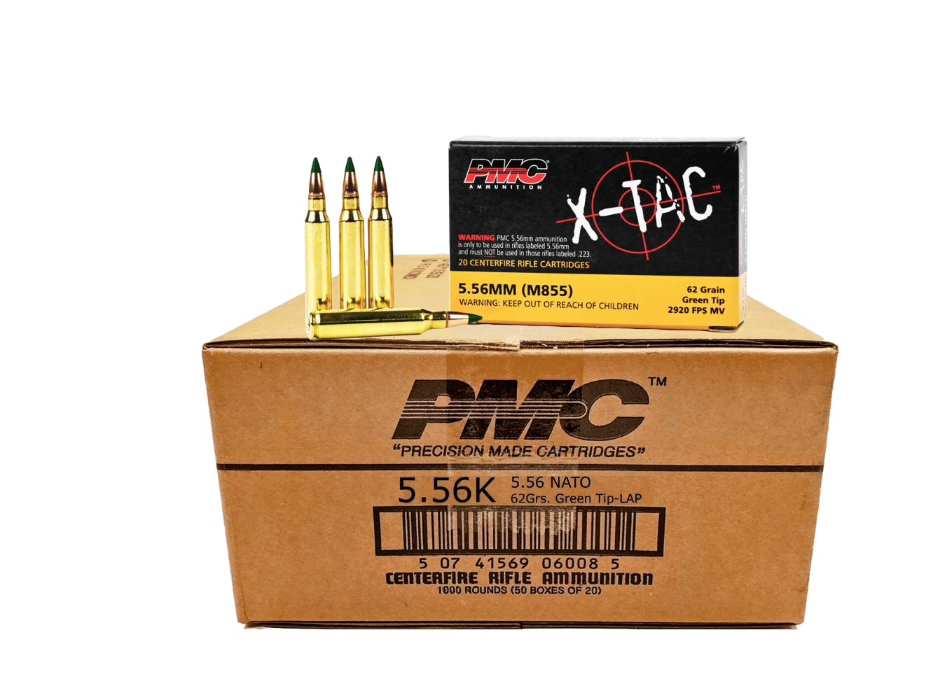 1,000 Round Case of PMC X-Tac 5.56 62gr Ammo