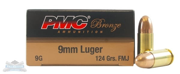 PMC Bronze 9mm 124gr FMJ Ammunition 50rds - 9G - Pmc