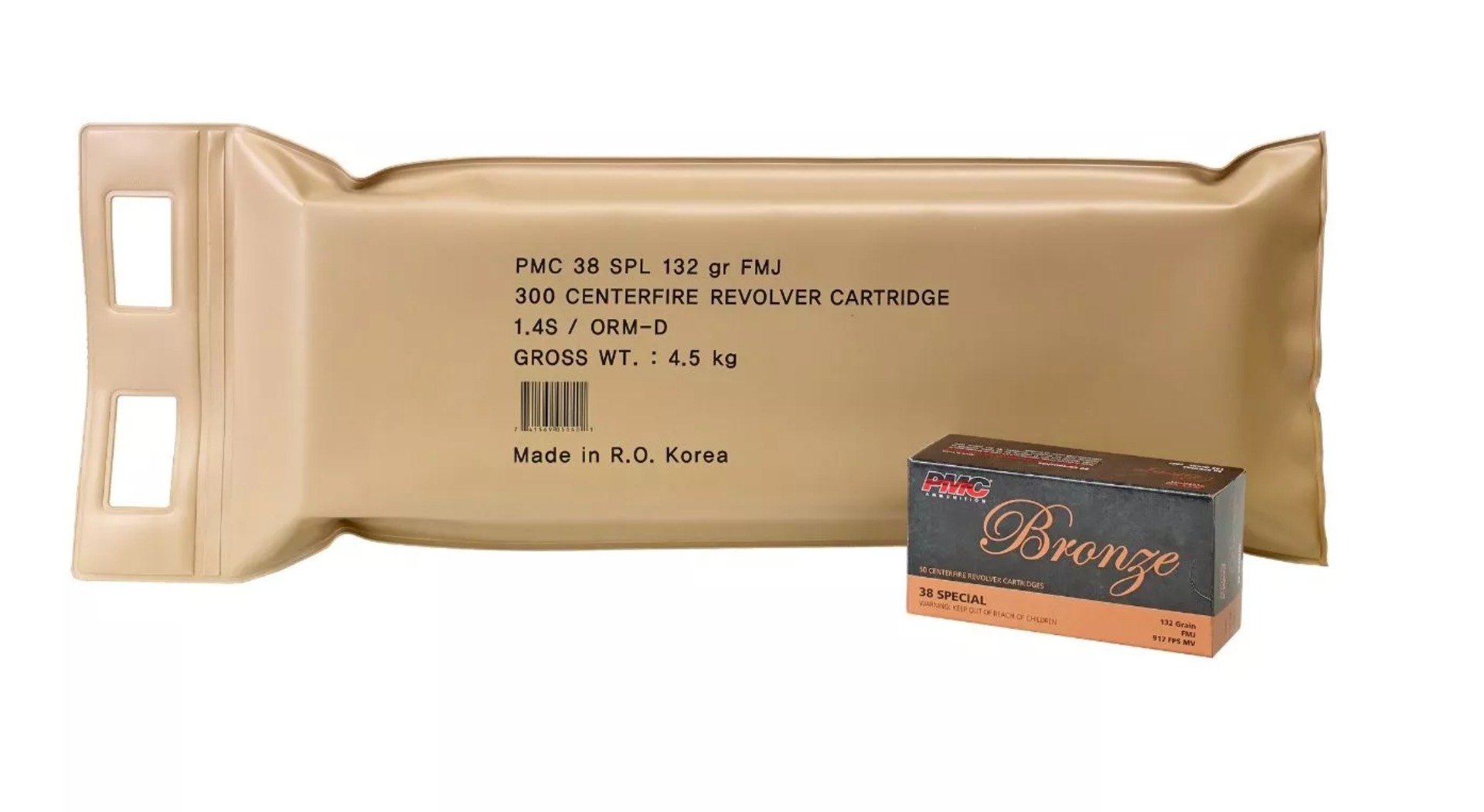 PMC Bronze .38SPL FMJ 132gr, 300rd Battle Pack - 38G-BP - Pmc