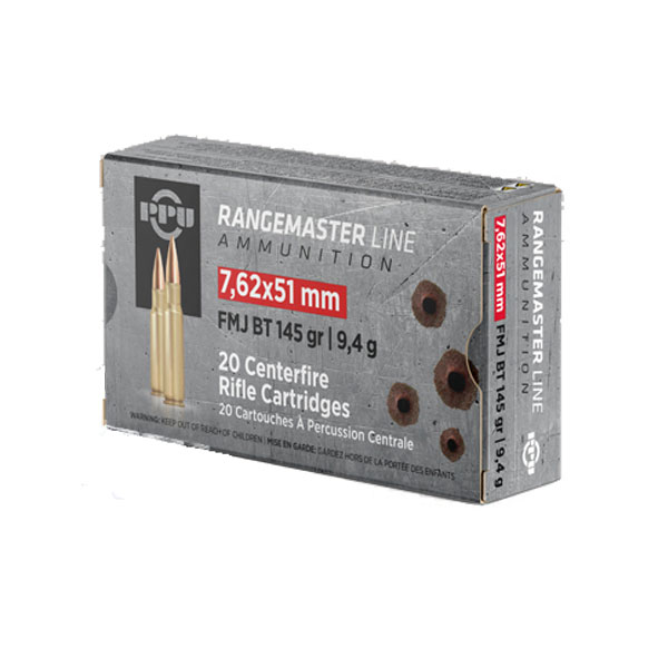 PPU Rangemaster 145 gr FMJBT 7.62x51 Ammunition 20 Rounds - PPRM762 - Prvi Partizan