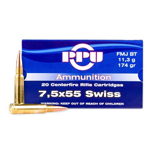 Prvi Partizan 7.5x55 Swiss FMJ 174 gr 20 Rounds Ammunition - PP7SF - Prvi Partizan