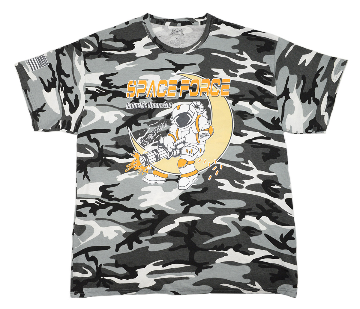 PSA Space Force Short Sleeve T-Shirt, Black and White Camo - Large -PSACSFTEE - Psa Custom