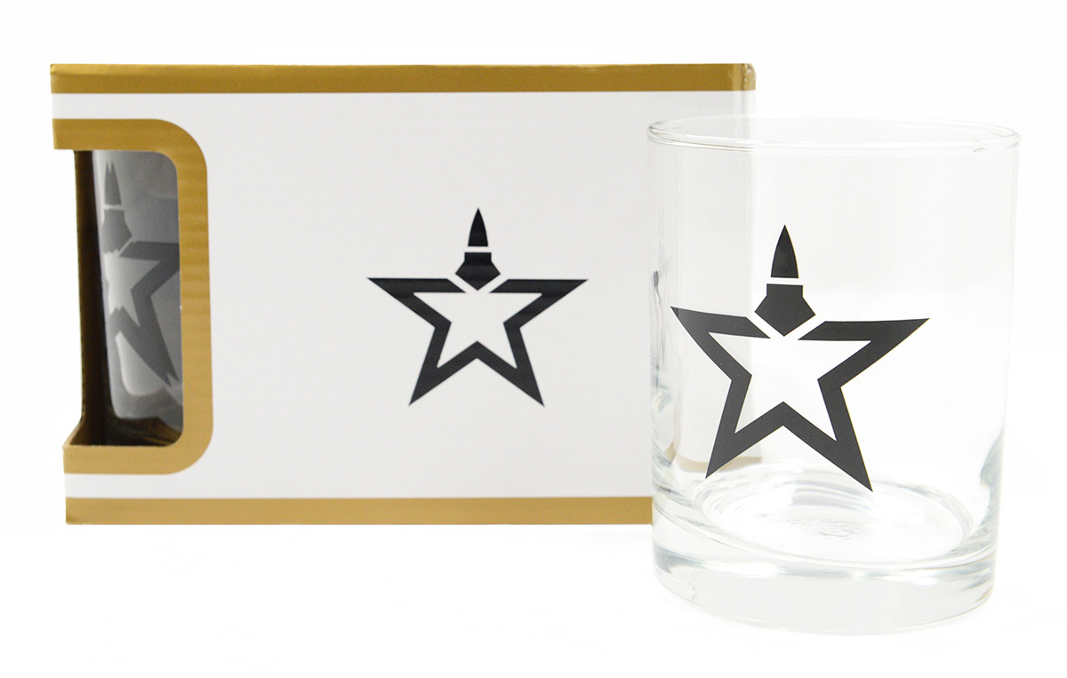 Lead Star Logo Premium 4 Piece Low Ball Glass Set - Lead Star Arms