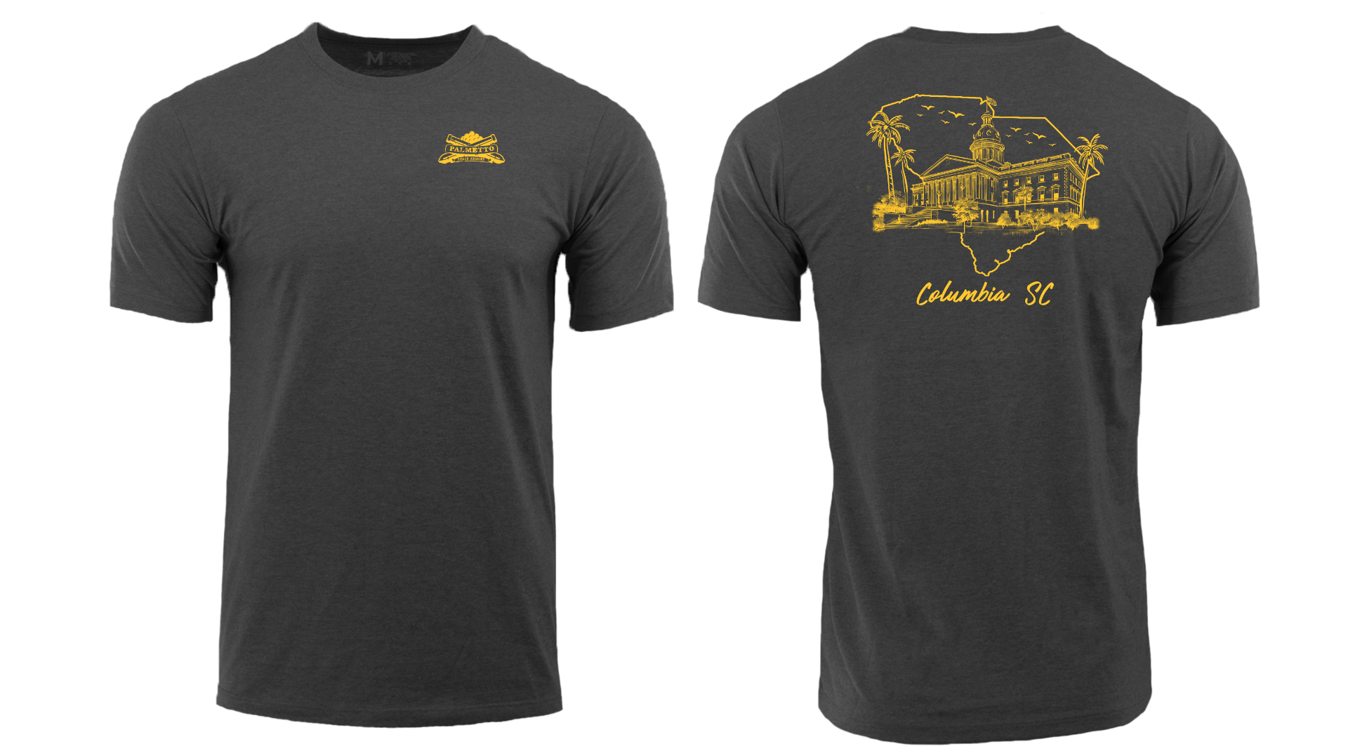 PSA Columbia SC Durasoft Tee, Charcoal Heather - X-Large - Palmetto State Armory