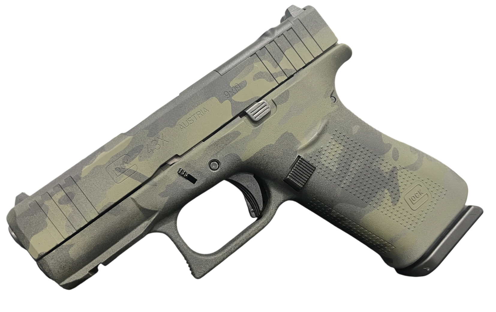 Glock 43X MOS FS 3.39" 9mm (2)10rd Pistols, Black Multi Cam - Glock