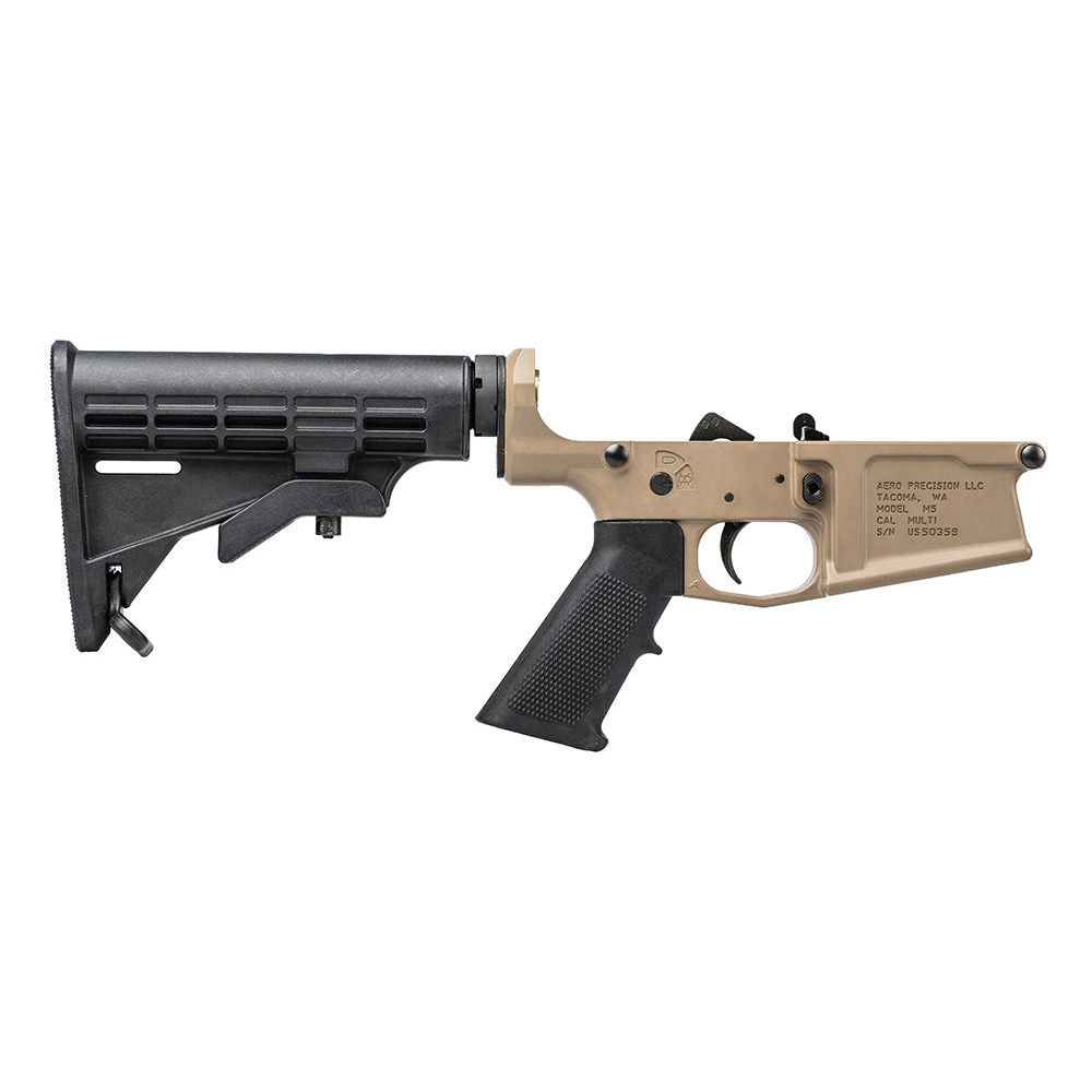Aero Precision M5 Complete Lower w/A2 Grip and M4 Stock .308 Win, Flat Dark Earth - Aero Precision