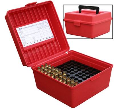 MTM FlipTop Ammo Box 22-250 to 375H-Red-100rd-R-100-30 - Mtm Case Gard