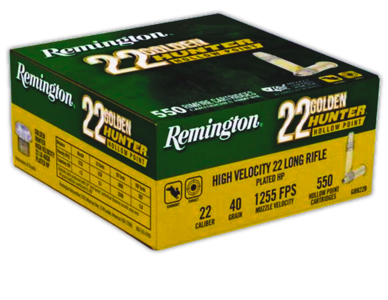 Remington Golden Hunter .22LR 40 gr PHP 550rds Rimfire Ammo for High-Volume Shooting - R21253 - Remington