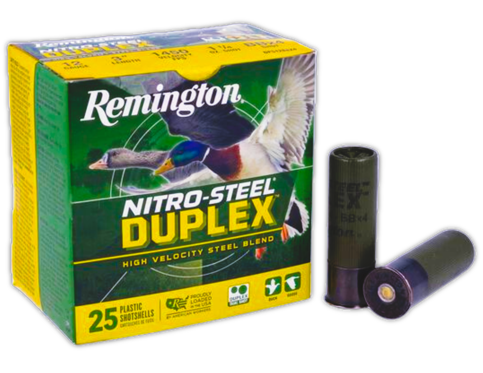 Remington Nitro-Steel Duplex 12 Gauge 3" BB/#4 1-1/4 oz 25rds Shotshell - High-Performance Load for Tough Targets - R26645 - Remington