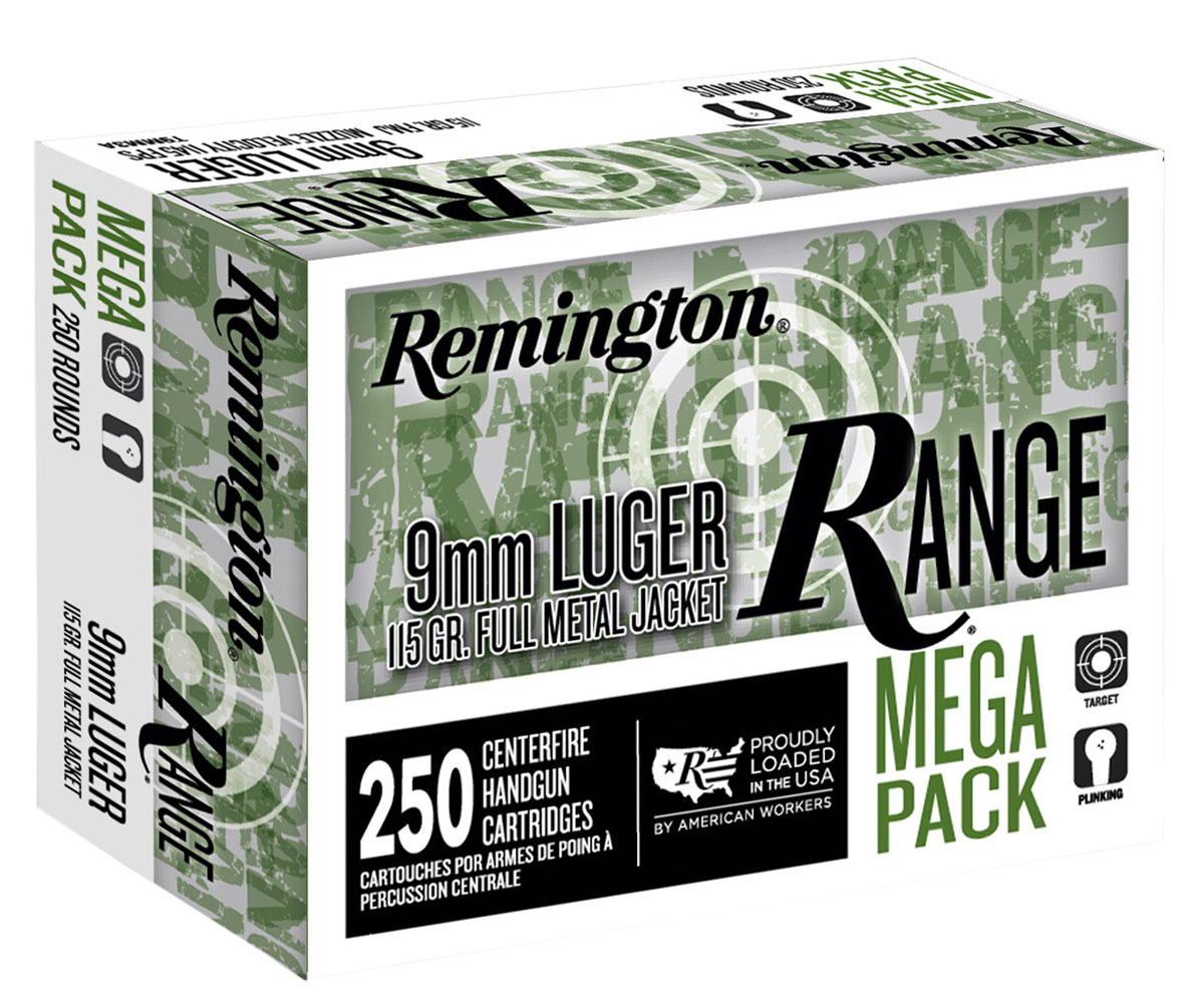 Remington Range 9mm Bulk Ammo 115 Grain FMJ 250rds - R23975 - Remington