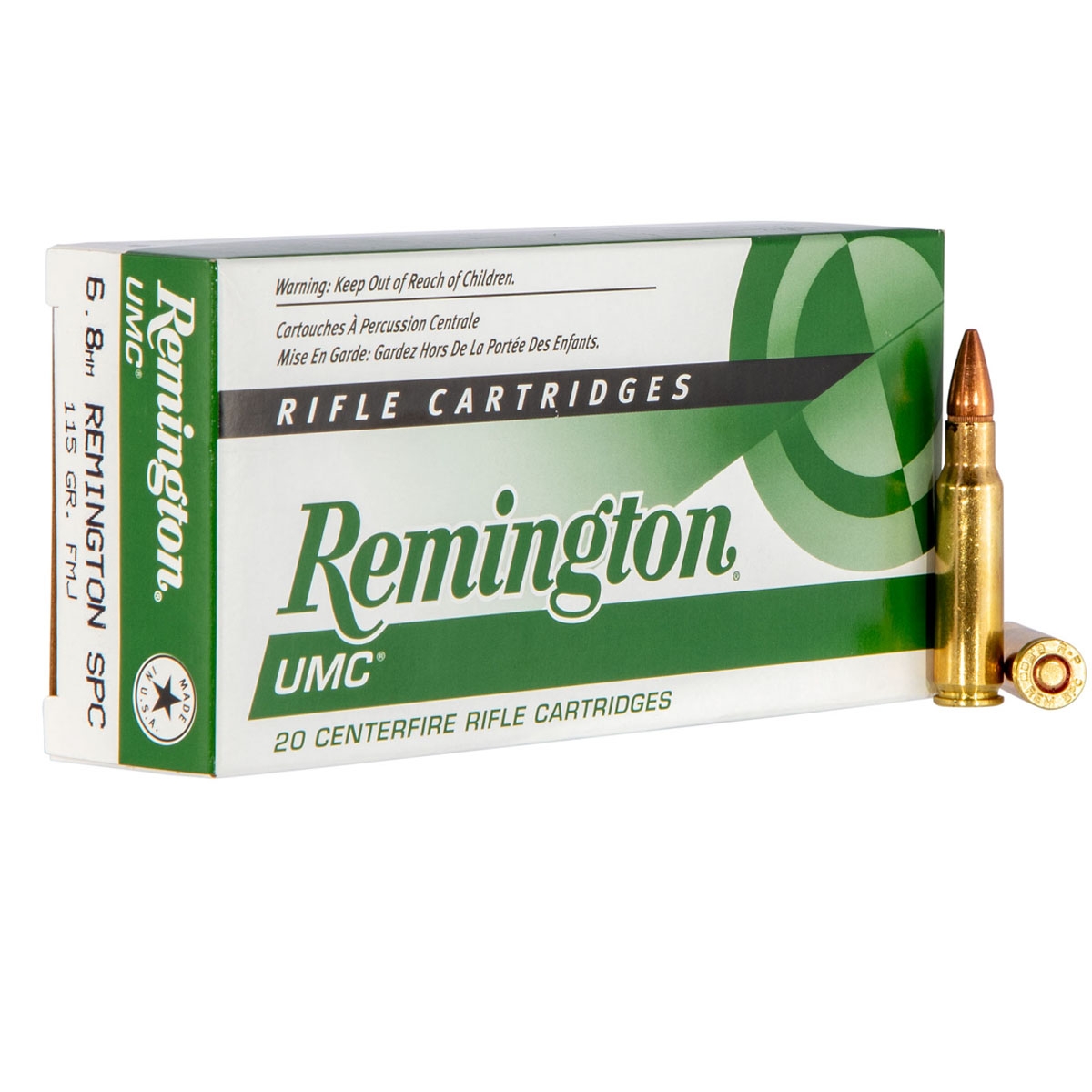 Remington UMC 6.8 SPC 115gr MC Ammunition 20rds - L68R2 - Remington
