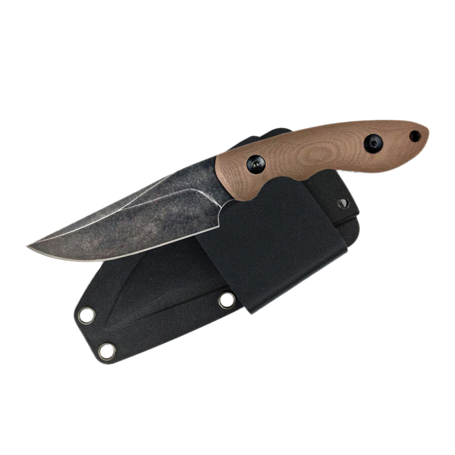 American Buffalo Knife & Tool AB Elite Shadow Predator Fixed Knife Clip Point, Brown