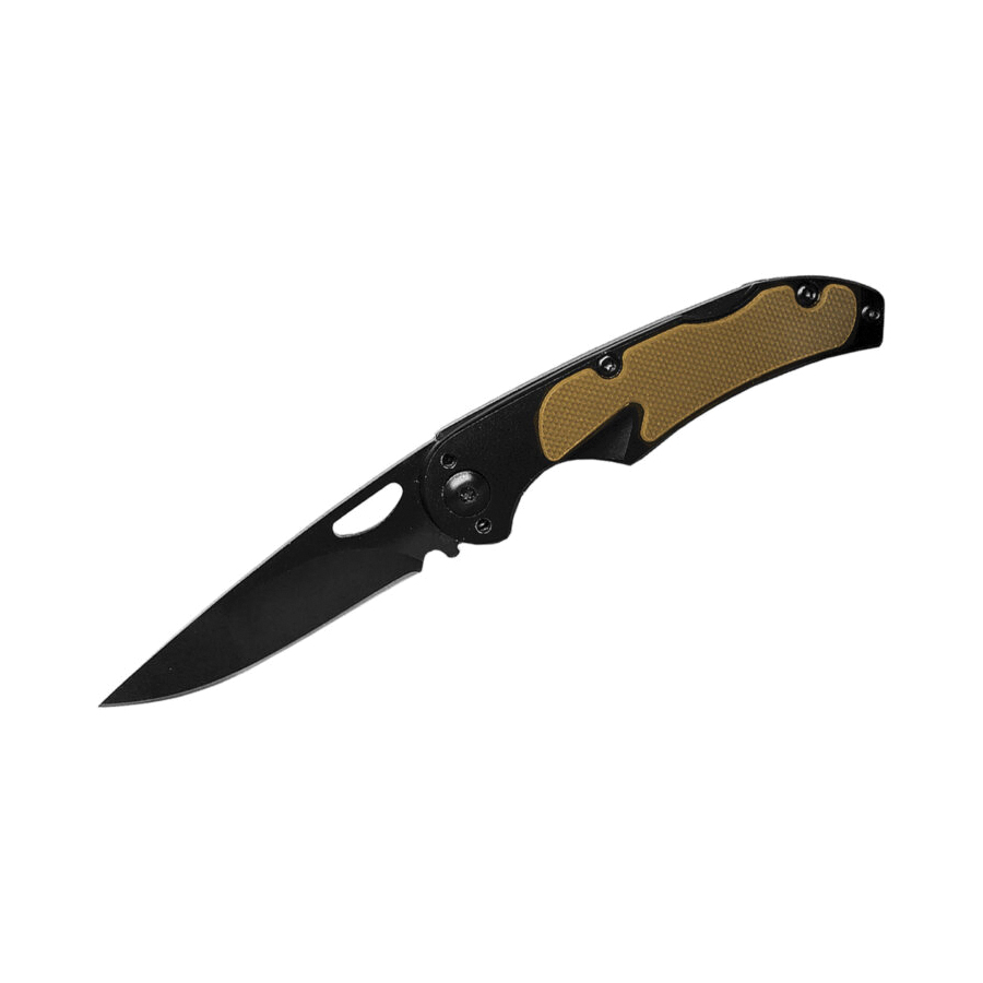 American Buffalo Knife & Tool AB Elite Mark II Lockback Folding Knife Drop Point, Tan
