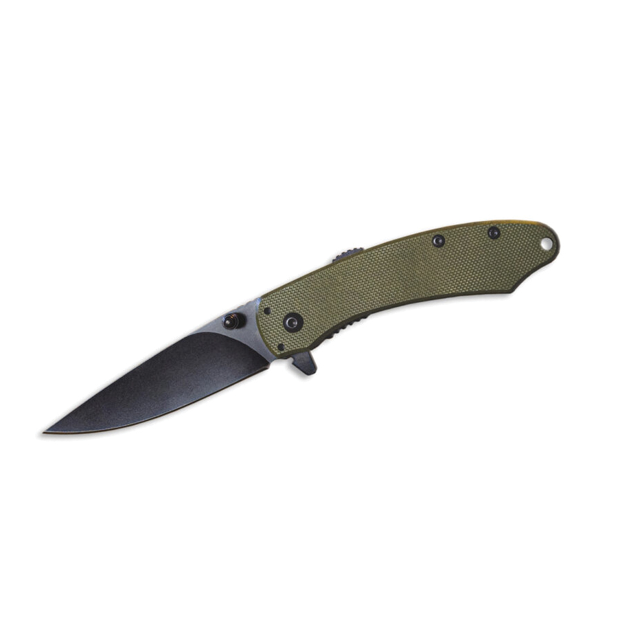 American Buffalo Knife & Tool AB Elite Ember Assisted/Folding Knife Drop Point, Green