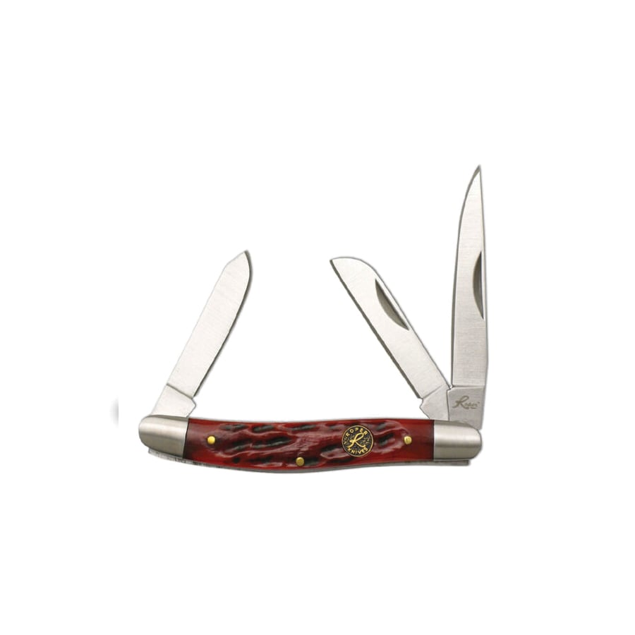 American Buffalo Knife & Tool Roper Stockman Chaparral Folding Knife Clip Point/Spey, Red - American Buffalo Knife & Tool