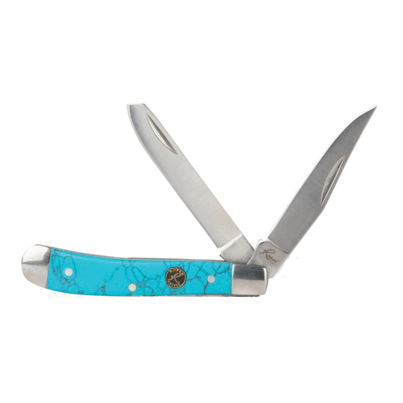 American Buffalo Knife & Tool Roper Peanut Folding Knife Clip Point/Spey, Turquoise