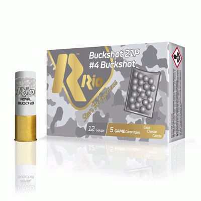 Rio Royal Buck 2.75" 12 Guage Ammo #4 Shot, 5rds - RB1221 - Rio