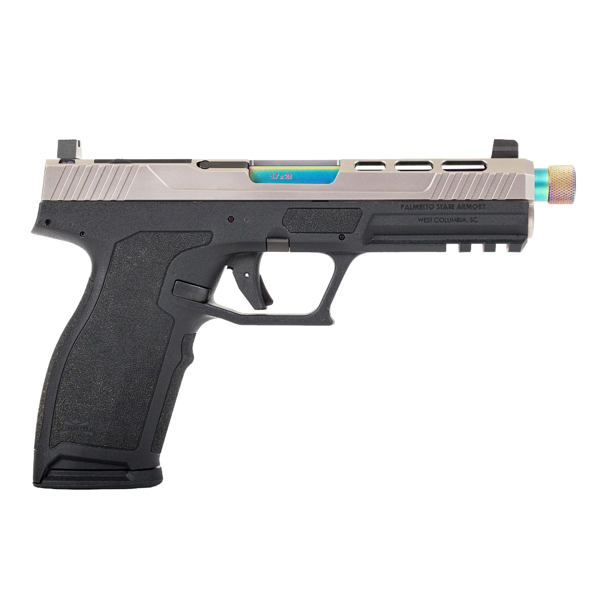 PSA 5.7 Rock RK1 Optics Ready Complete Pistol W/Chameleon Threaded Barrel, 2-Tone Stainless/Black - Palmetto State Armory