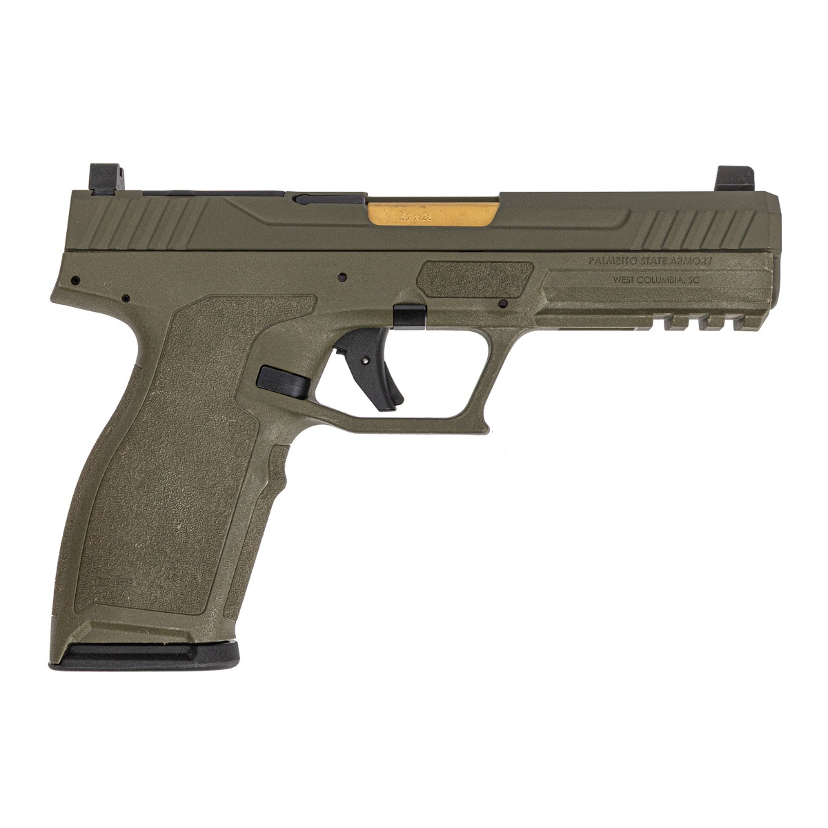 PSA 5.7 ROCK COMPLETE PISTOL, Optics Ready, Non-Threaded TiN Barrel, Sniper Green - Palmetto State Armory