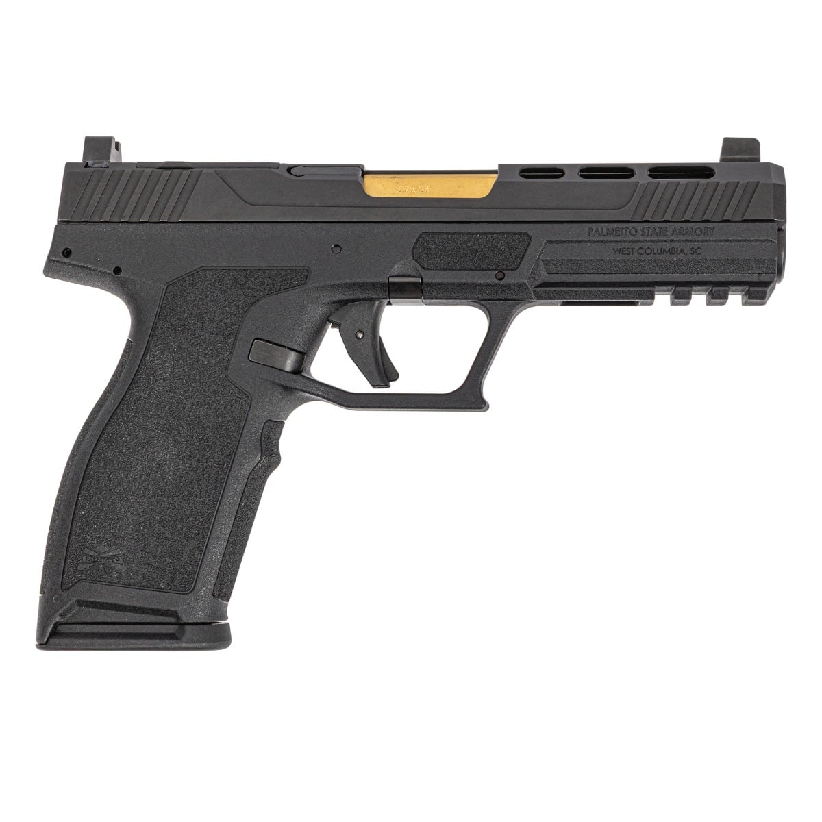 PSA 5.7 Rock Complete RK1 Optics Ready Pistol With non threaded Gold TiN Barrel, One Mag, Black