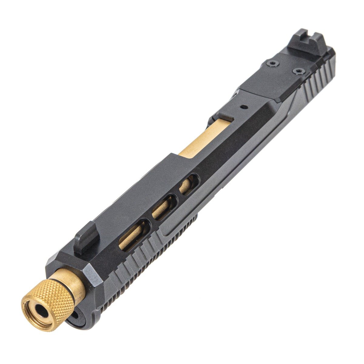 PSA 5.7 Rock RK1 Complete Optics Ready Slide With Gold Threaded Barrel, Black - Palmetto State Armory