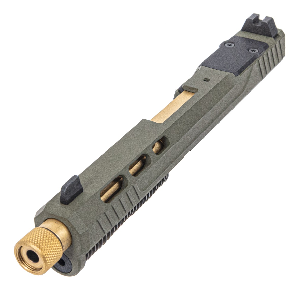 PSA 5.7 Rock RK1 Complete Optics Ready Slide With Gold Threaded Barrel, Sniper Green