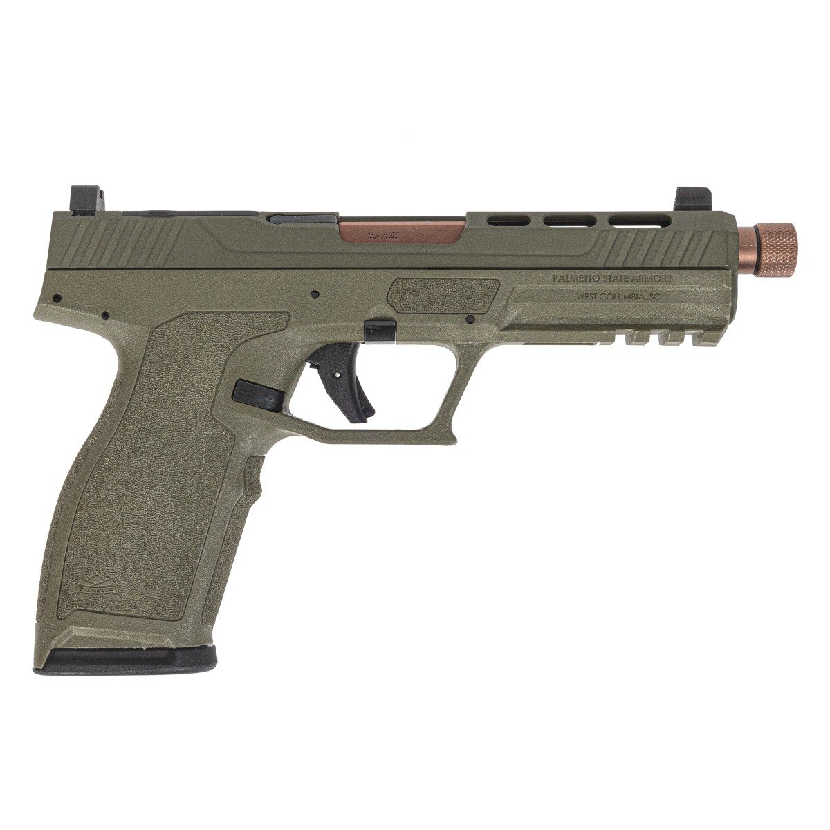 PSA 5.7 Rock Complete RK1 Optics Ready Pistol With Copper Threaded Barrel, Sniper Green - Palmetto State Armory